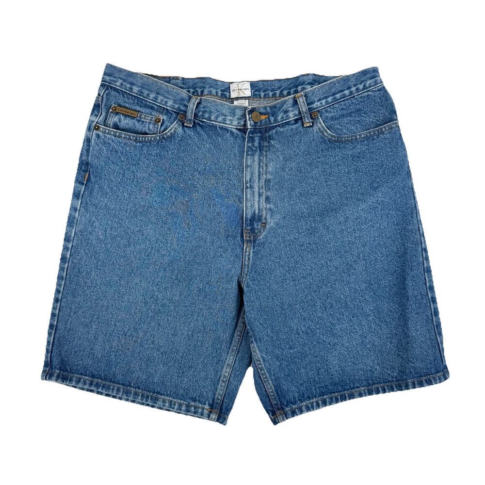 Vintage 90s Calvin Klein Jean Shorts Mens Size 38 Blue Denim Jorts Grunge Skater